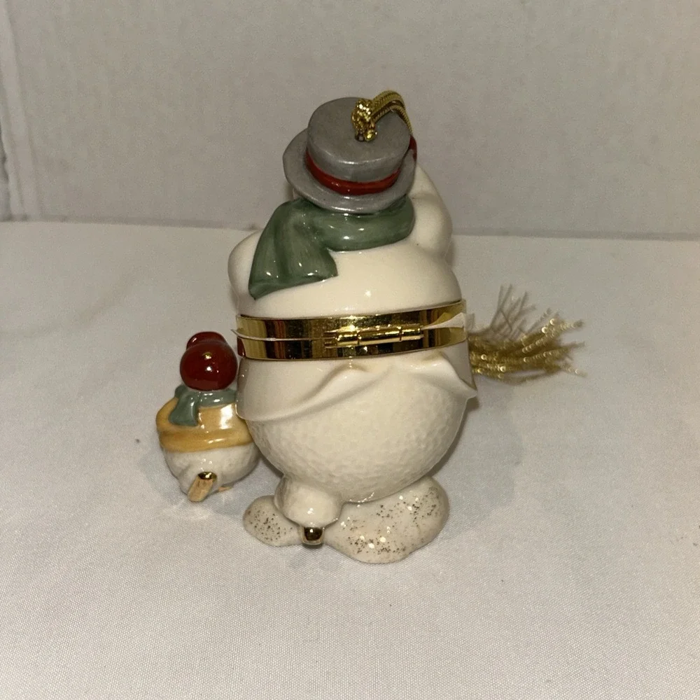 Lenox Christmas Holiday‎ Ornament Skating Snowman Hinged Trinket Box